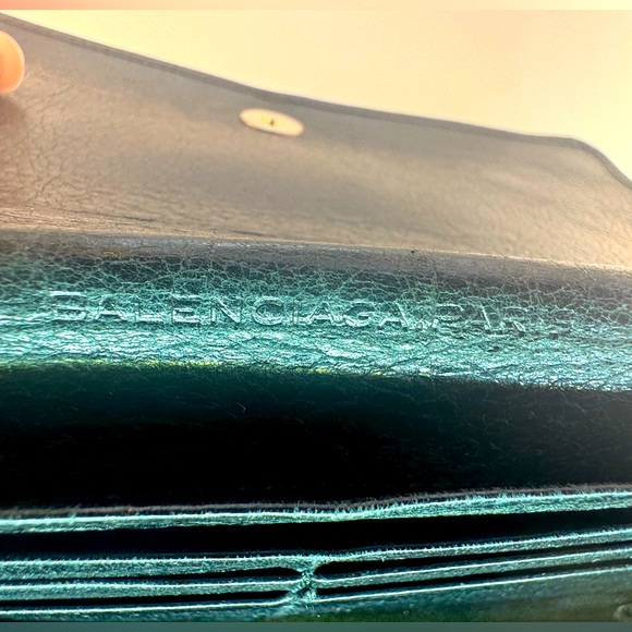 Balenciaga Giant Continental Wallet Black Lambskin Gold Hardware Authentic - Picture 10 of 15